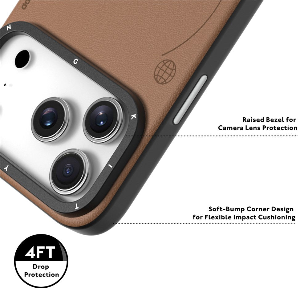 iPhone 17 Pro Leather Case, YOUNGKIT Matte Finish Leather Cover with Magsafe - Brown